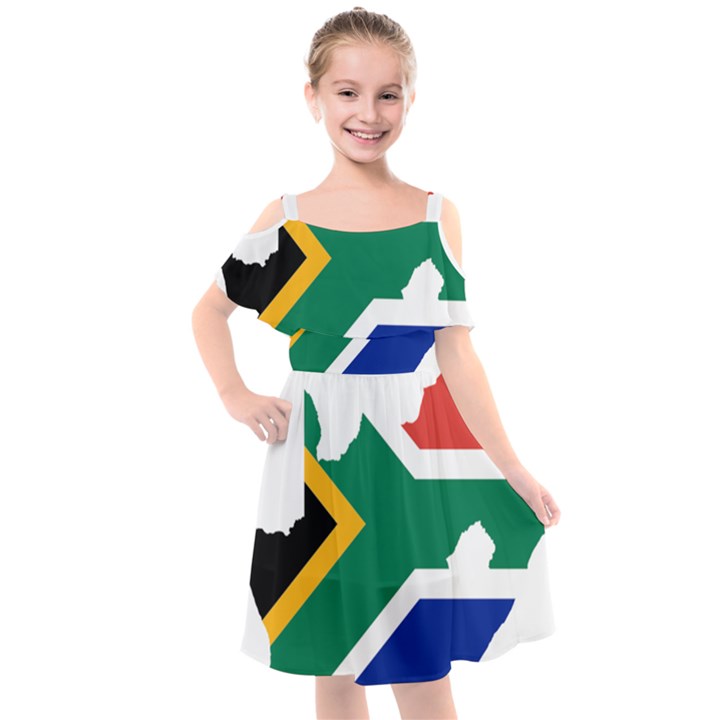 Africa Borders Country Flag Kids  Cut Out Shoulders Chiffon Dress