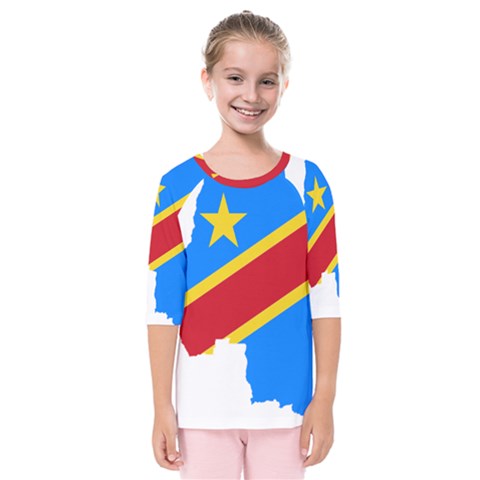 Democratic Republic Of The Congo Flag Kids  Quarter Sleeve Raglan Tee by Sapixe