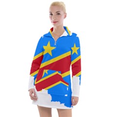 Democratic Republic Of The Congo Flag Women s Long Sleeve Casual Dress by Sapixe