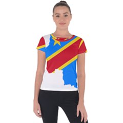 Democratic Republic Of The Congo Flag Short Sleeve Sports Top  by Sapixe