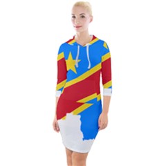 Democratic Republic Of The Congo Flag Quarter Sleeve Hood Bodycon Dress by Sapixe