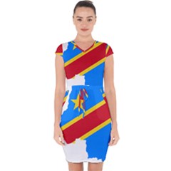 Democratic Republic Of The Congo Flag Capsleeve Drawstring Dress  by Sapixe