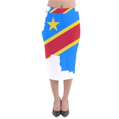 Democratic Republic Of The Congo Flag Velvet Midi Pencil Skirt by Sapixe