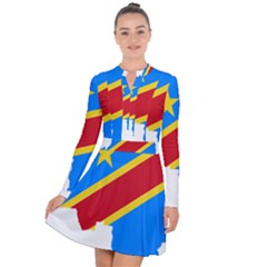 Democratic Republic Of The Congo Flag Long Sleeve Panel Dress by Sapixe