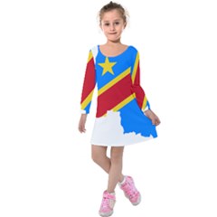 Democratic Republic Of The Congo Flag Kids  Long Sleeve Velvet Dress by Sapixe