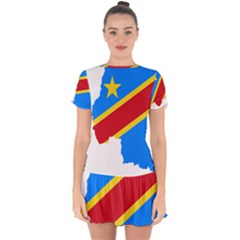 Democratic Republic Of The Congo Flag Drop Hem Mini Chiffon Dress by Sapixe