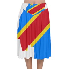 Democratic Republic Of The Congo Flag Velvet Flared Midi Skirt