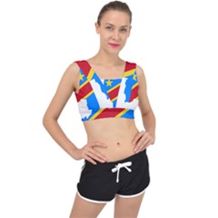 Democratic Republic Of The Congo Flag V-back Sports Bra by Sapixe