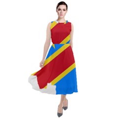 Democratic Republic Of The Congo Flag Round Neck Boho Dress by Sapixe