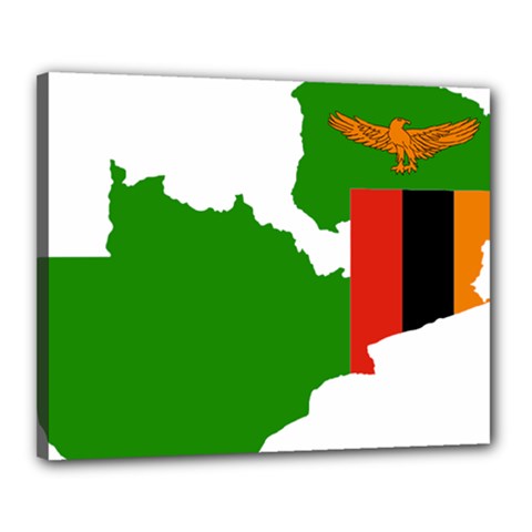 Zambia Flag Map Geography Outline Canvas 20  X 16  (stretched) by Sapixe