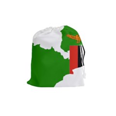 Zambia Flag Map Geography Outline Drawstring Pouch (medium)