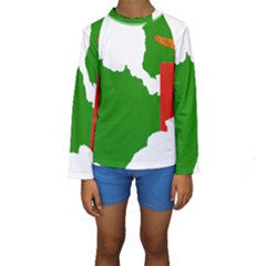 Zambia Flag Map Geography Outline Kids  Long Sleeve Swimwear by Sapixe