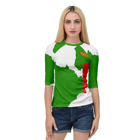 Zambia Flag Map Geography Outline Quarter Sleeve Raglan Tee by Sapixe