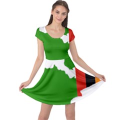 Zambia Flag Map Geography Outline Cap Sleeve Dress by Sapixe