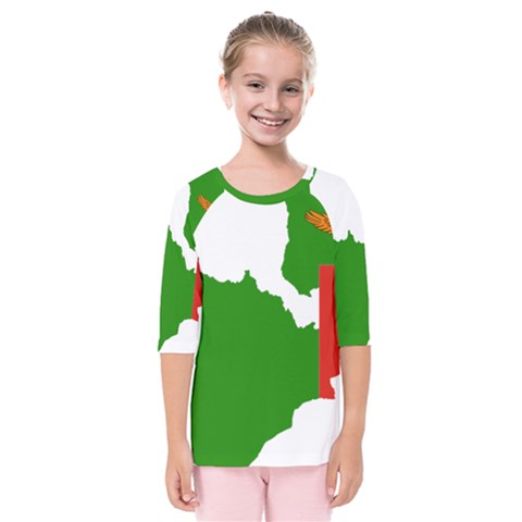 Zambia Flag Map Geography Outline Kids  Quarter Sleeve Raglan Tee by Sapixe