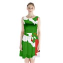 Zambia Flag Map Geography Outline Sleeveless Waist Tie Chiffon Dress View1