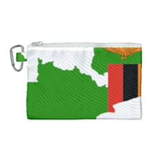 Zambia Flag Map Geography Outline Canvas Cosmetic Bag (medium) by Sapixe