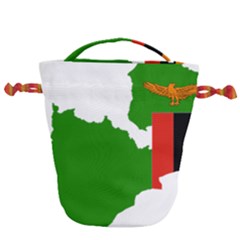 Zambia Flag Map Geography Outline Drawstring Bucket Bag by Sapixe