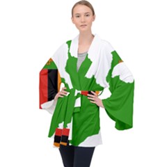 Zambia Flag Map Geography Outline Velvet Kimono Robe