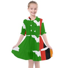 Zambia Flag Map Geography Outline Kids  All Frills Chiffon Dress by Sapixe