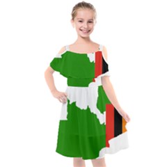 Zambia Flag Map Geography Outline Kids  Cut Out Shoulders Chiffon Dress