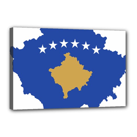 Kosovo Country Europe Flag Borders Canvas 18  X 12  (stretched) by Sapixe