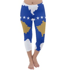 Kosovo Country Europe Flag Borders Capri Winter Leggings  by Sapixe