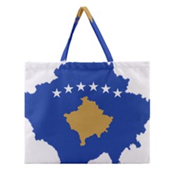 Kosovo Country Europe Flag Borders Zipper Large Tote Bag by Sapixe