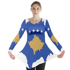 Kosovo Country Europe Flag Borders Long Sleeve Tunic  by Sapixe