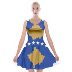 Kosovo Country Europe Flag Borders Velvet Skater Dress by Sapixe