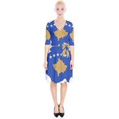 Kosovo Country Europe Flag Borders Wrap Up Cocktail Dress by Sapixe