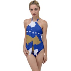 Kosovo Country Europe Flag Borders Go With The Flow One Piece Swimsuit by Sapixe