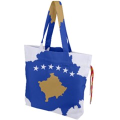 Kosovo Country Europe Flag Borders Drawstring Tote Bag by Sapixe