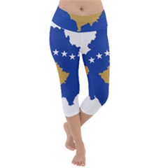 Kosovo Country Europe Flag Borders Lightweight Velour Capri Yoga Leggings