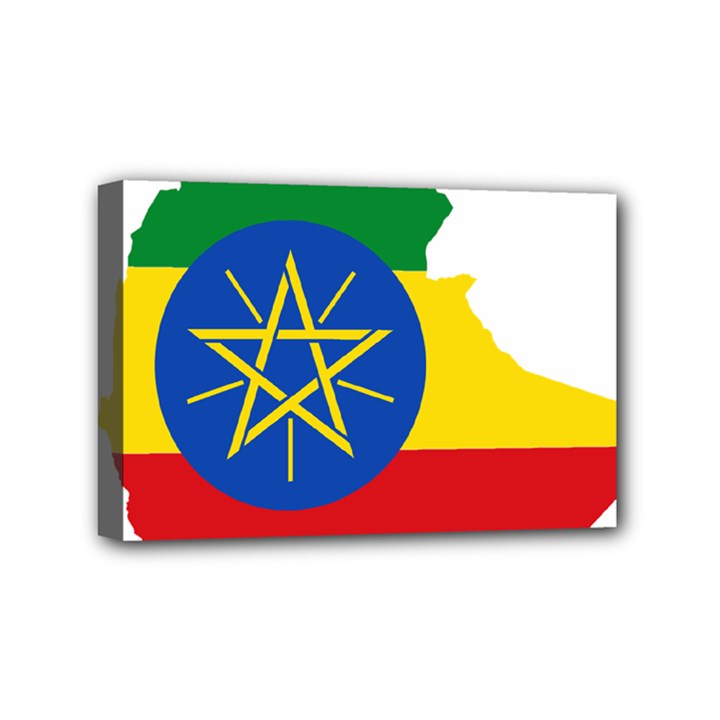 Ethiopia Flag Map Geography Mini Canvas 6  x 4  (Stretched)