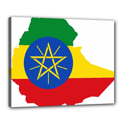 Ethiopia Flag Map Geography Canvas 20  X 16  (stretched) by Sapixe