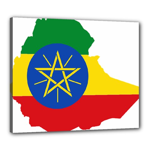 Ethiopia Flag Map Geography Canvas 24  X 20  (stretched) by Sapixe