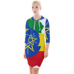 Ethiopia Flag Map Geography Quarter Sleeve Hood Bodycon Dress by Sapixe