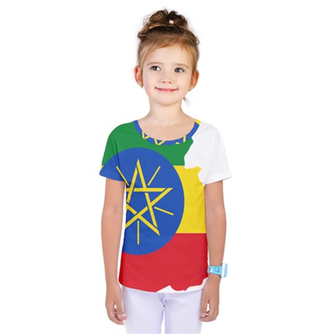 Ethiopia Flag Map Geography Kids  One Piece Tee by Sapixe