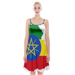 Ethiopia Flag Map Geography Spaghetti Strap Velvet Dress