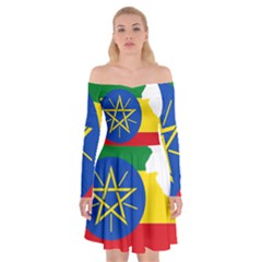 Ethiopia Flag Map Geography Off Shoulder Skater Dress by Sapixe