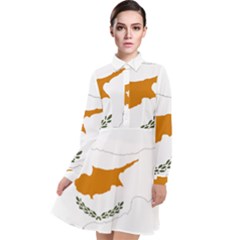 Cyprus Country Europe Flag Borders Long Sleeve Chiffon Shirt Dress by Sapixe