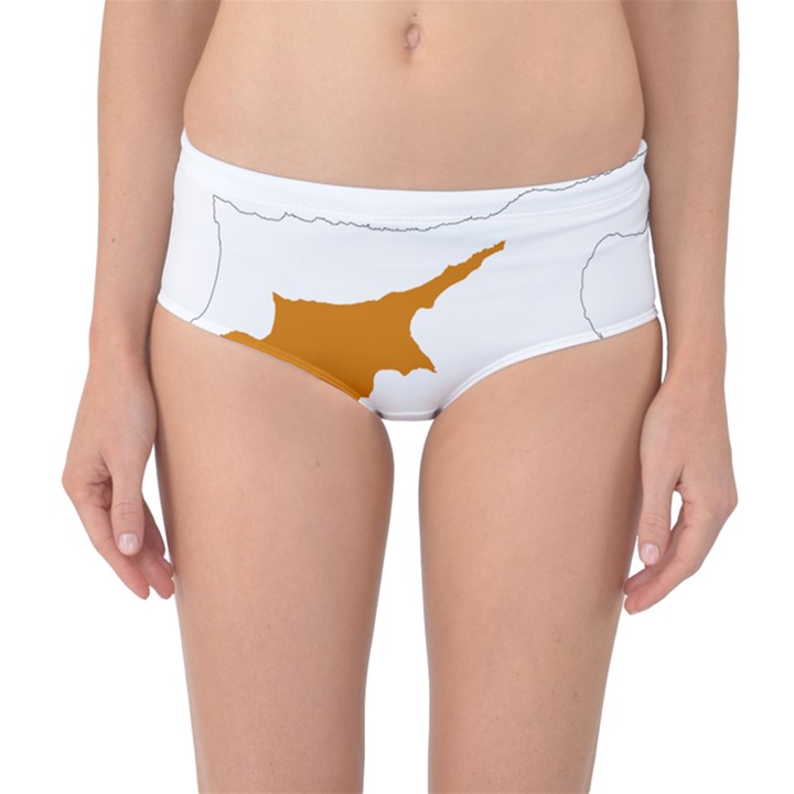 Cyprus Country Europe Flag Borders Mid-Waist Bikini Bottoms