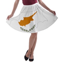 Cyprus Country Europe Flag Borders A-line Skater Skirt by Sapixe