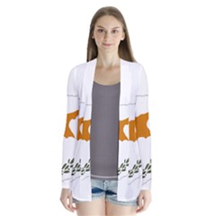 Cyprus Country Europe Flag Borders Drape Collar Cardigan by Sapixe