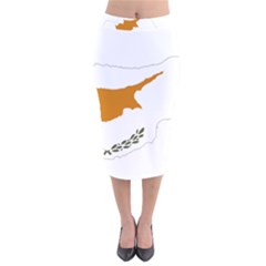 Cyprus Country Europe Flag Borders Velvet Midi Pencil Skirt by Sapixe