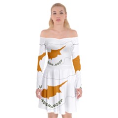 Cyprus Country Europe Flag Borders Off Shoulder Skater Dress by Sapixe