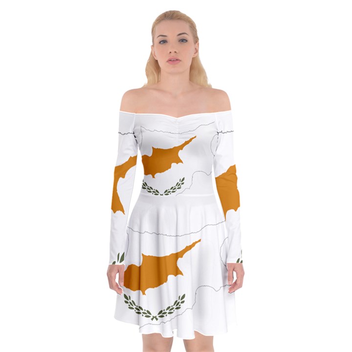 Cyprus Country Europe Flag Borders Off Shoulder Skater Dress