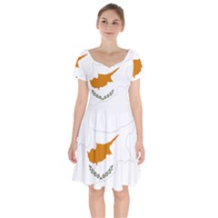 Cyprus Country Europe Flag Borders Short Sleeve Bardot Dress by Sapixe