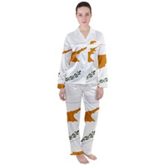 Cyprus Country Europe Flag Borders Satin Long Sleeve Pyjamas Set by Sapixe